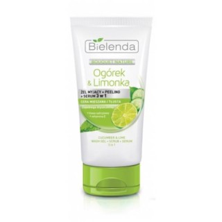 Очищаючий гель + Peeling + Serum Bielenda Огірок і лайм 3в1 150 мл