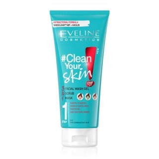Очищаючий гель, маска і скраб Eveline Clean Your skin 3в1 200 мл