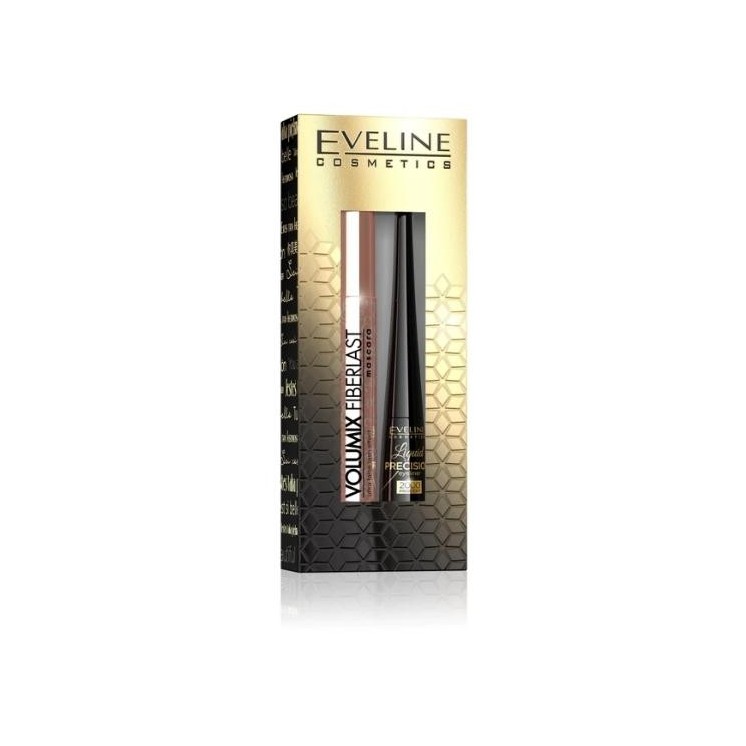 Eveline Giftset Volumix Fiberlast Ultra False Mascara + Precision Eyeliner zwart