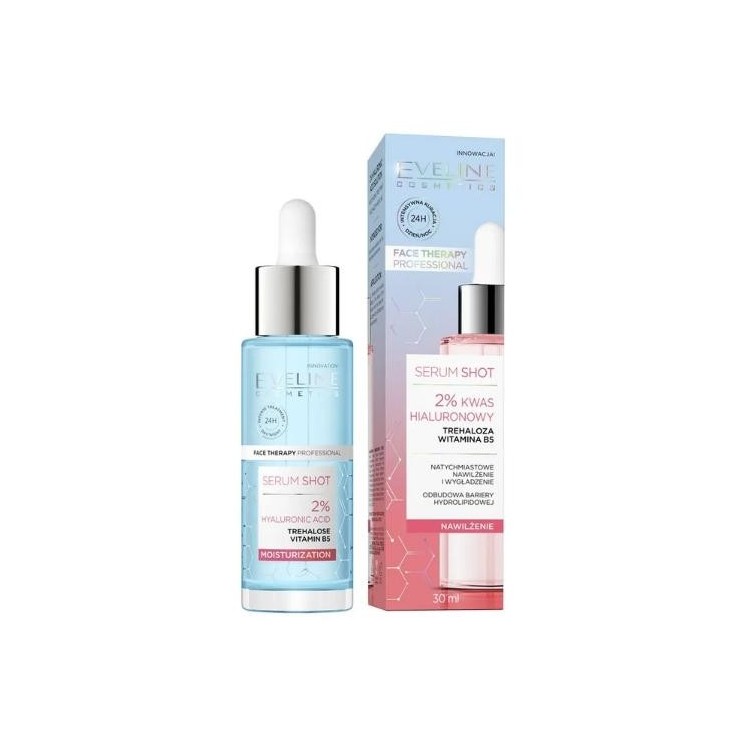 Eveline Serum Shot Kuracja 2% Kwas hialuronowy na twarz, szyję i dekolt 30 ml