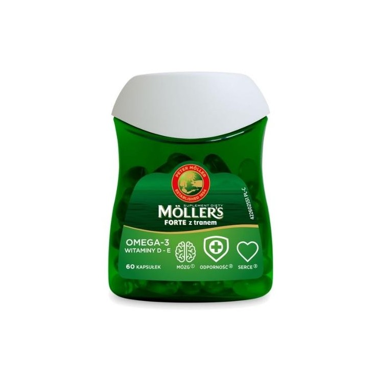 Moller's Forte z tranem Omega-3 suplement diety 60 kapsułek