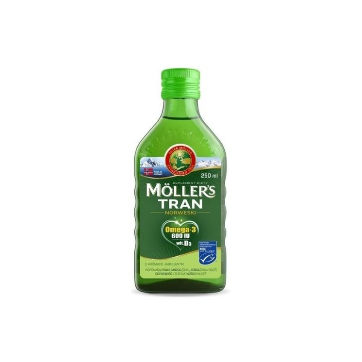 Moller's Norwegian Omega-3 fish oil with apple flavor 250 ml