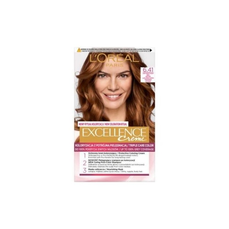 L'oreal Excellence Creme Farba do włosów /6.41/ Jasny Bursztynowy Brąz