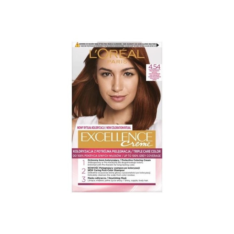 L'oreal Excellence Creme Farba do włosów /4.54/ Brąz Mahoniowo-miedziany
