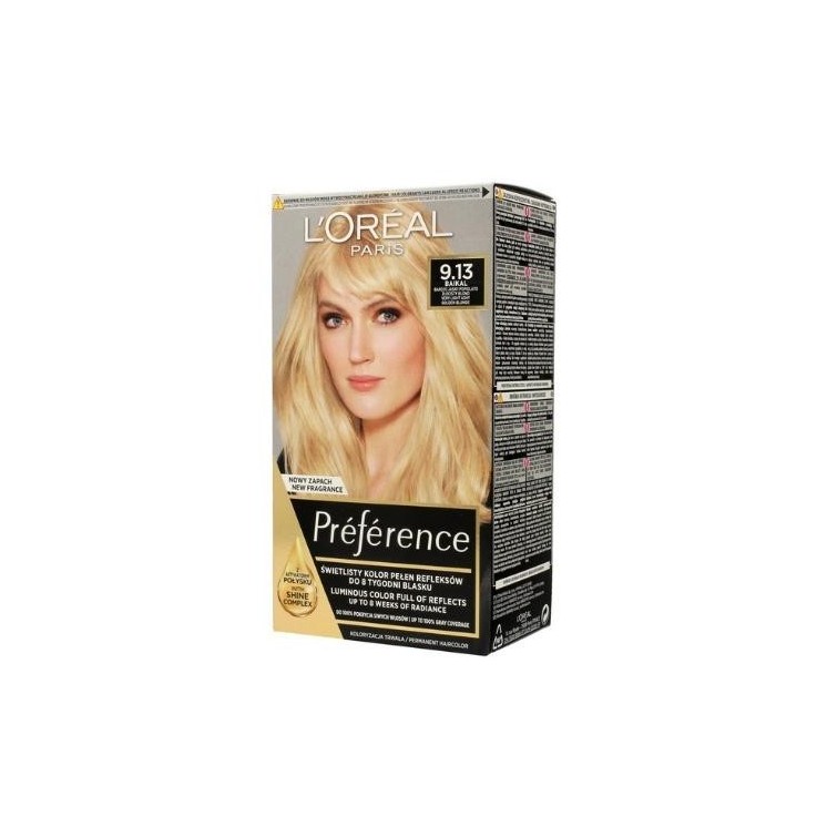 L'oreal Preference Farba do włosów /9.13/ Bardzo Jasny Popielato Złocisty Blond