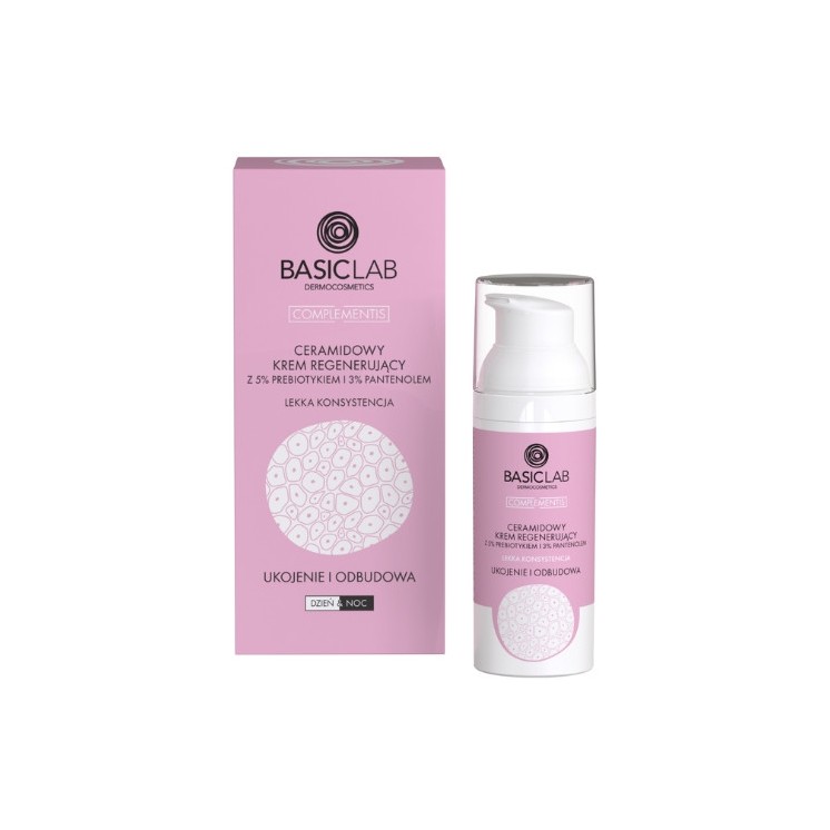 BasicLab Complementis Ceramide Regenererende Crème met 5 % Prebioticum en 3% Panthenol met een lichte consistentie 50 ml