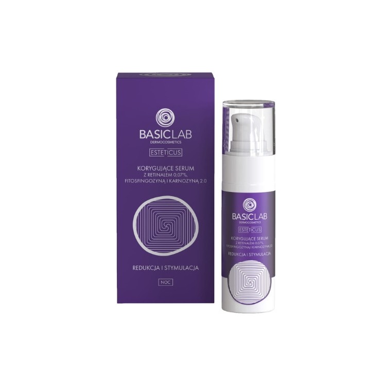 BasicLab Esteticus korygujące Serum z Retinalem 0,07%, Fitofsingozyną i Karnozyną 2.0 30 ml