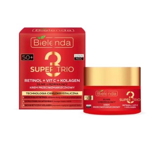 Bielenda Super Trio Retinol + Vit C + Kolagen silnie ujędrniający Krem przeciwzmarszczkowy 50+ dzień/noc 50 ml Bielenda Super Trio Retinol + Vit C + Kolagen silnie ujędrniający Krem przeciwzmarszczkowy 50+ dzień/noc 50 ml