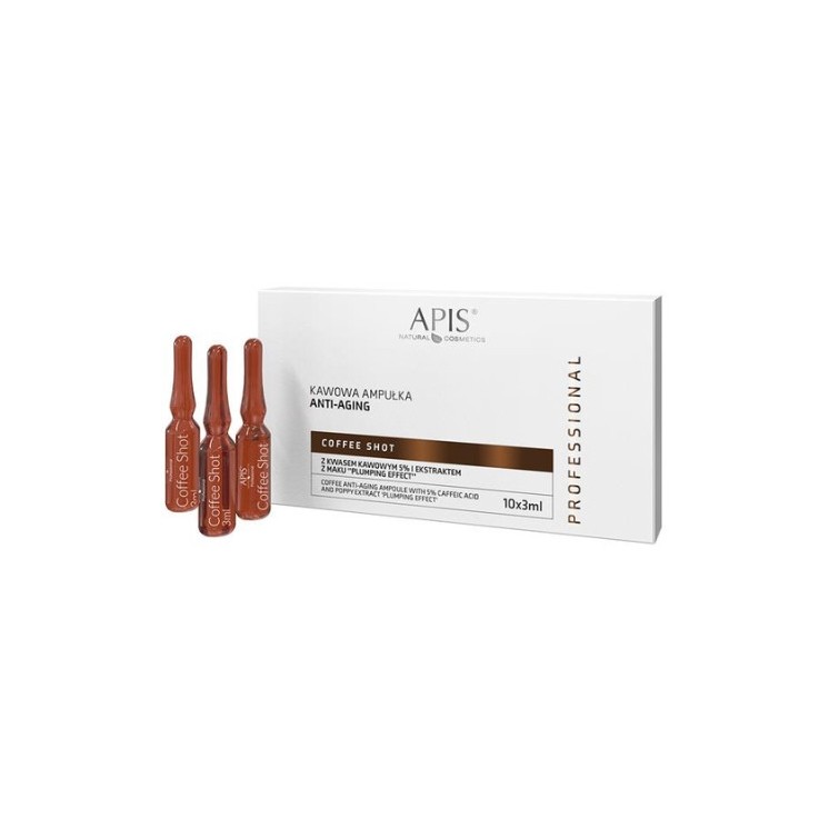 Apis Coffee Shot Kawowa Ampułka Anti-aging z kwasem kawowym i ekstraktem z maku "Plumping Effect" 10 x 3,5 ml