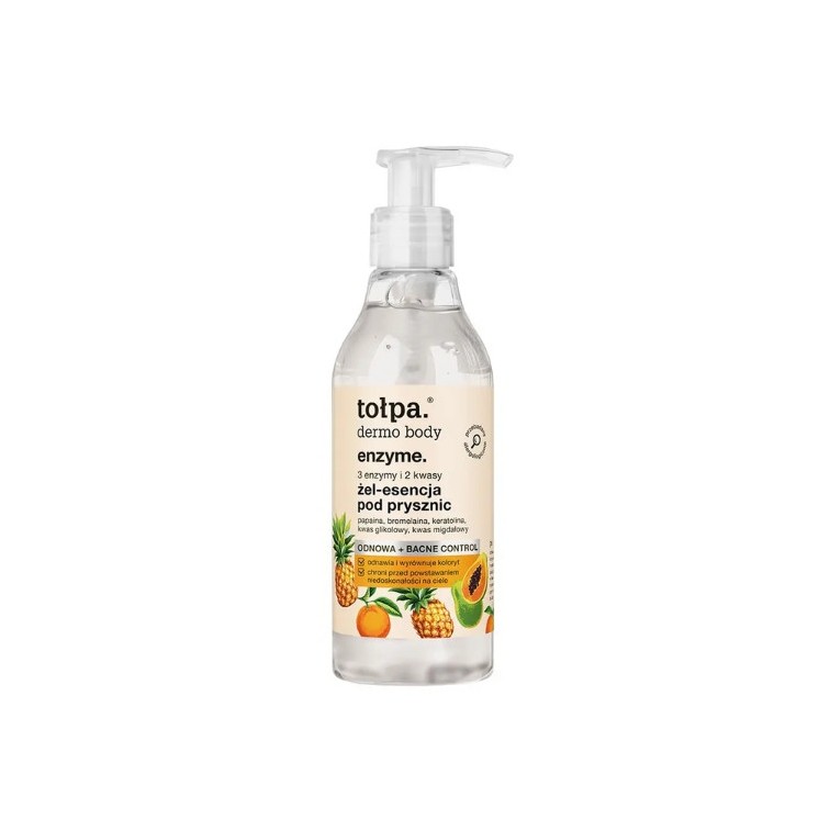 Tołpa Dermo Body Enzyme. Żel-esencja pod prysznic 3 enzymy i 2 kwasy 195 ml
