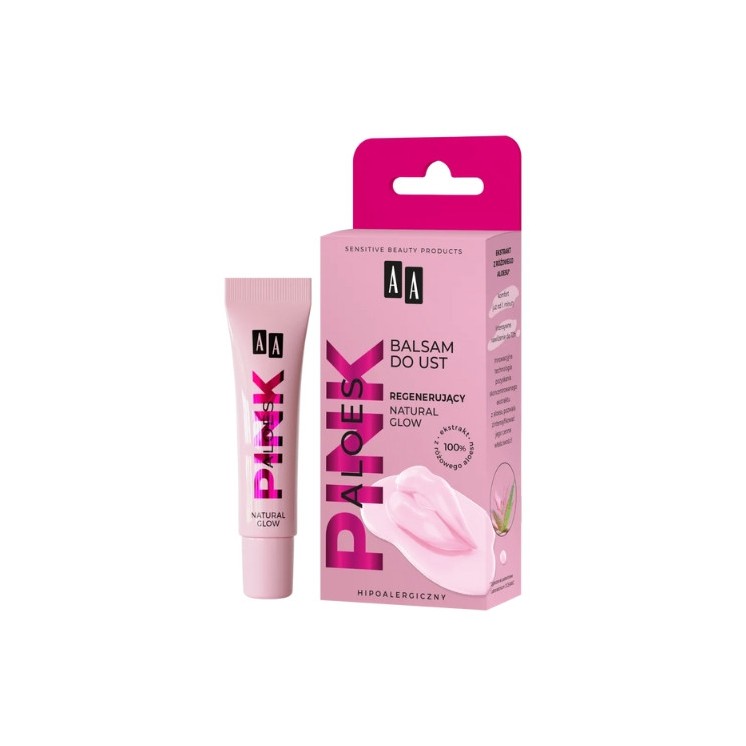 AA Aloes Pink regenerujący Balsam do ust Natural Glow 10 g