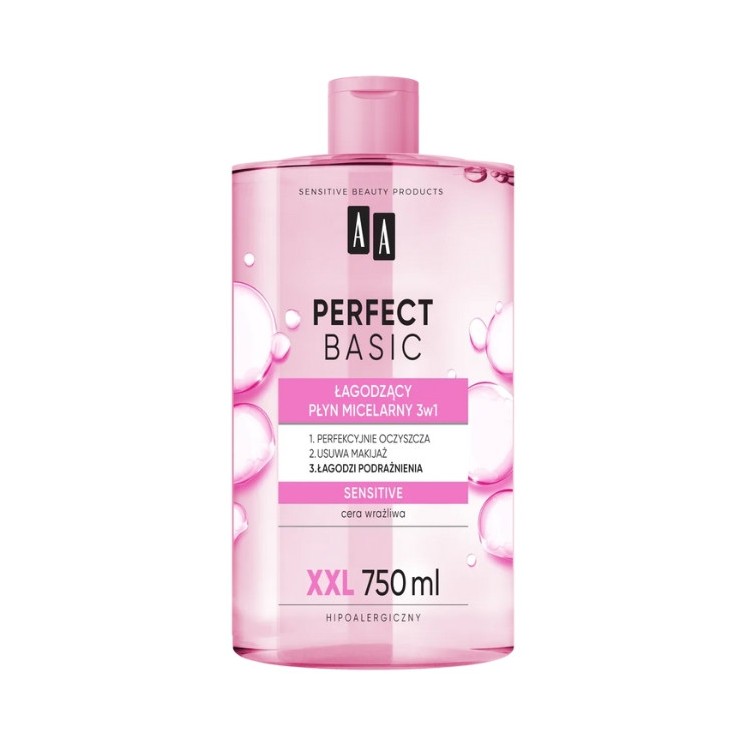 AA Perfect Basic заспокійливий міцелярний флюїд 3в1 Sensitive 750 мл