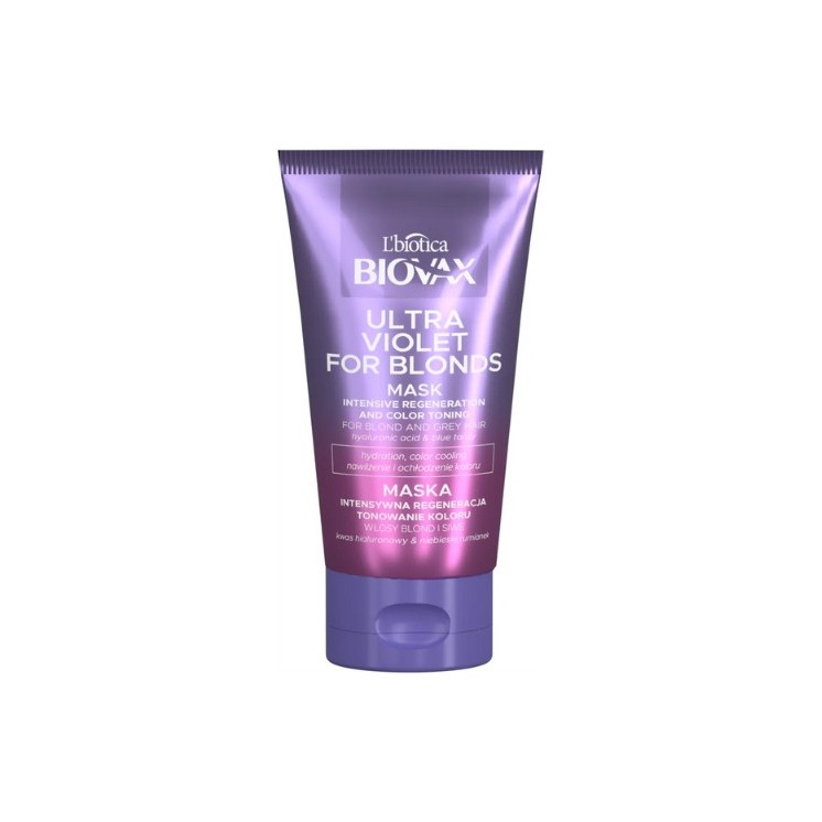 Biovax Ultra Violet intensywnie regulująca Maseczka do włosów blond i siwych 150 ml