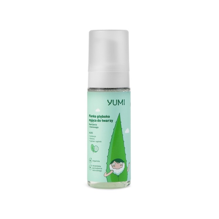 Yumi Pianka głęboko myjąca do twarzy nawilżenie i równowaga Ogórek i Szpinak 180 ml