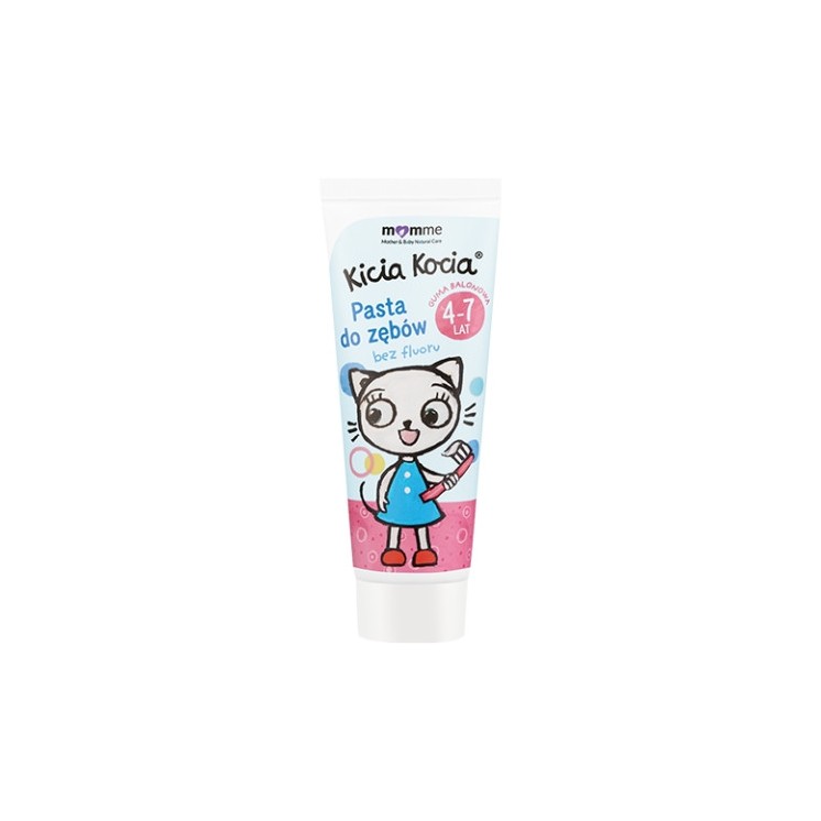 Momme Mother & Baby Natural Care Kicia Kocia Pasta do zębów z fluorem 4-7 lata Guma Balonowa 50 ml