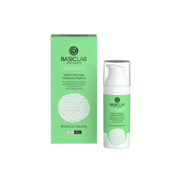 BasicLab Complementis lekka Emulsja do twarzy normalizująca z 3% kompleksu komórek macierzystych z Noni 50 ml