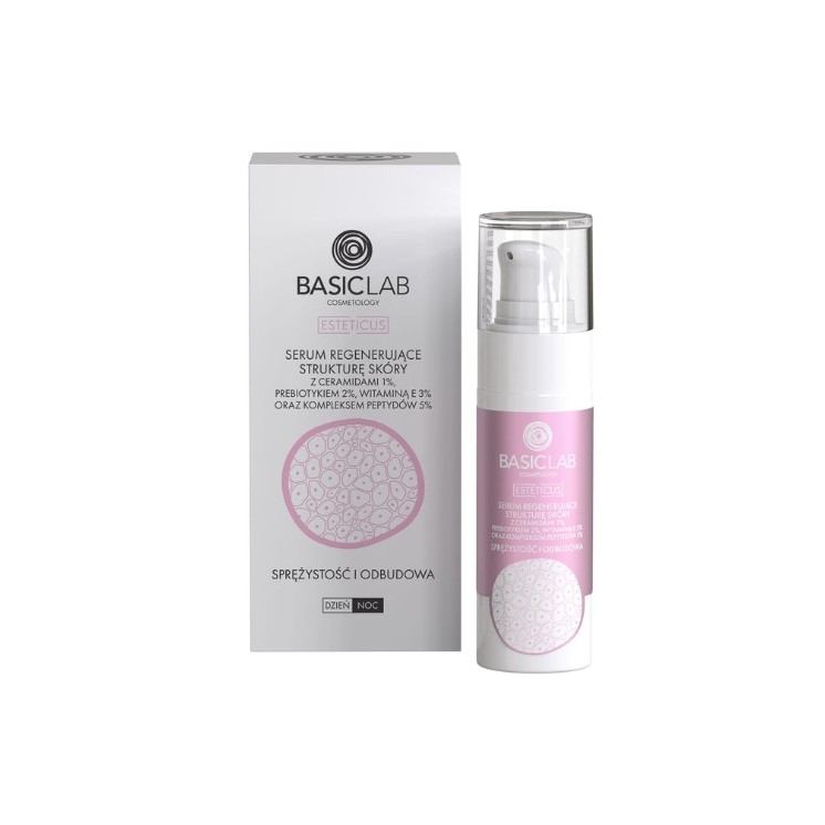 BasicLab Esteticus Serum do twarzy regenerujące strukturę skóry z Ceramidami 1% i kompleksem Peptydów 5% 30 ml