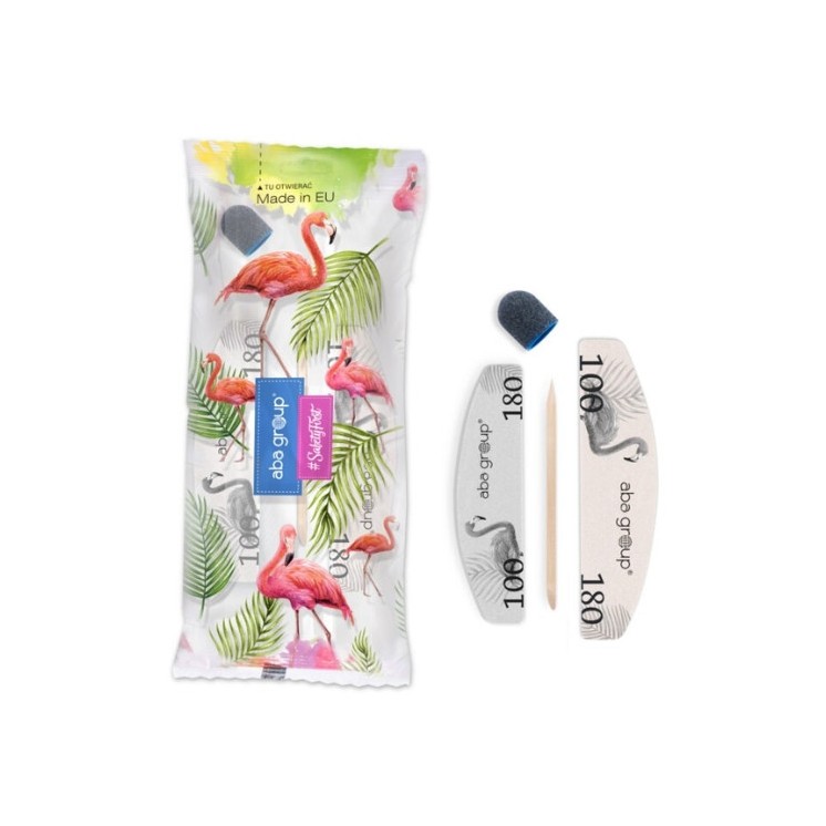 Pedicure набір Aba Group 100/180: пилка + полірувальник + ковпачок 120R7 + дерев'яна паличка