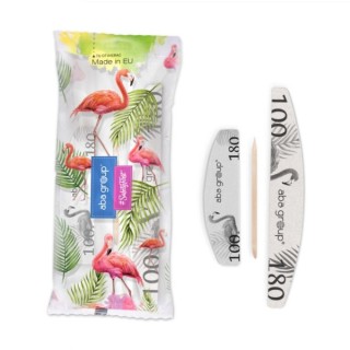 Набір Pedicure Aba Group 100/180: тонка пилка + полірувальник + дерев'яна паличка