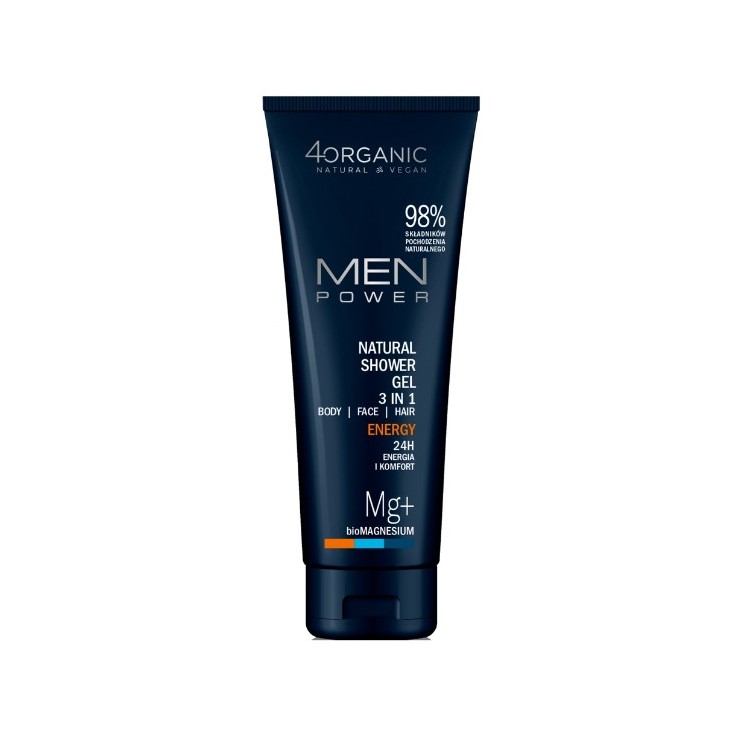4Organic Men Power naturalny Żel pod prysznic dla mężczyzn 3w1 Energy 250 ml