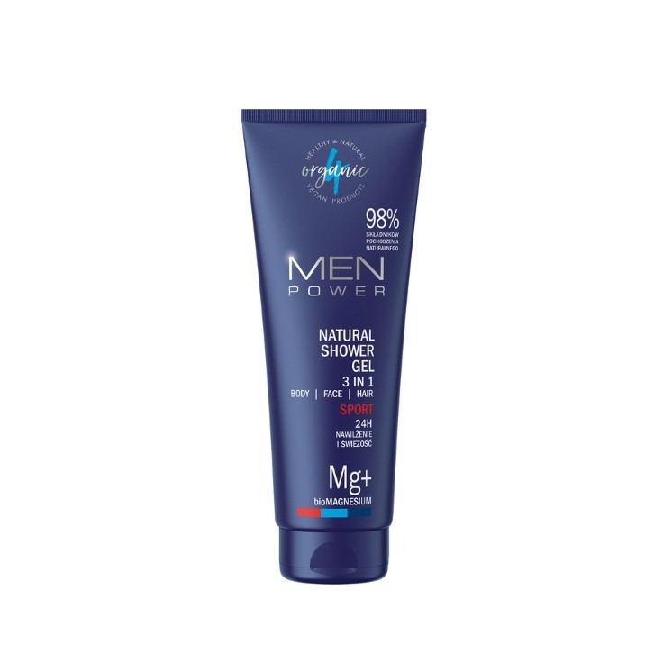 4Organic Men Power naturalny Żel pod prysznic dla mężczyzn 3w1 Sport 250 ml