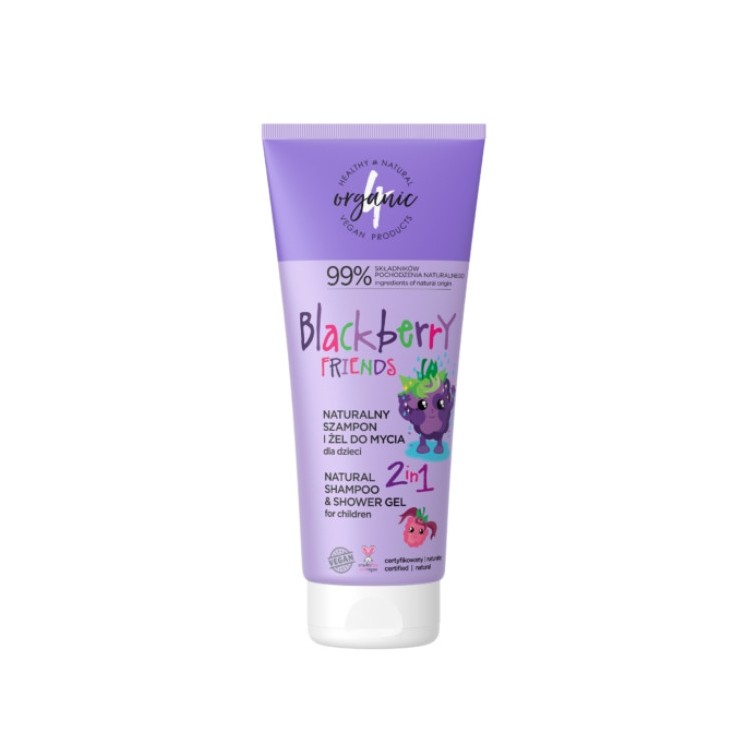4Organic Blackberry Friends naturalny Szampon i Żel do mycia dla dzieci 2w1 200 ml
