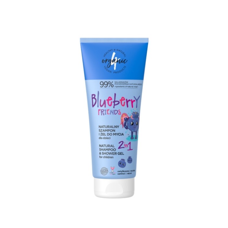 4Organic Blueberry Friends naturalny Szampon i Żel do mycia dla dzieci 2w1 200 ml