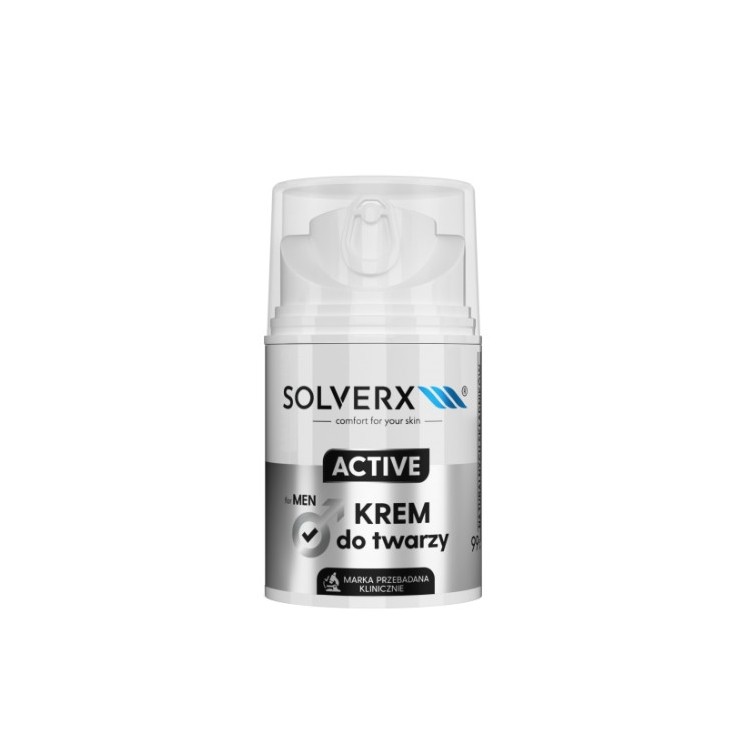 Крем для обличчя Solverx for Men Active для чоловіків зі стимулюючою дією на шкіру 50 мл