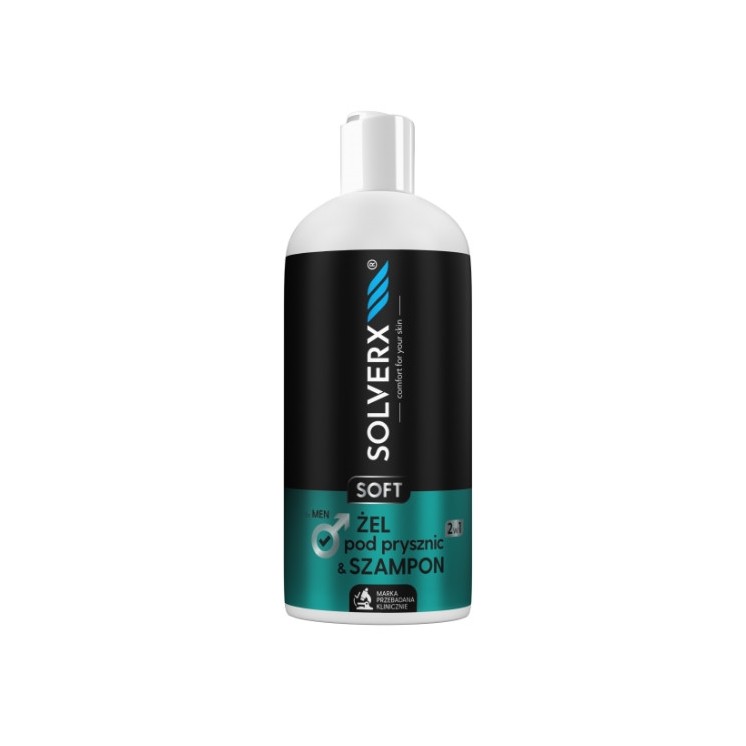 Solverx for Men Soft 2w1 Żel & Szampon dla mężczyzn do skóry wrażliwej 400 ml