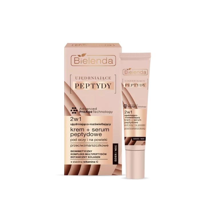 Bielenda Ujędrniające Peptydy przeciwzmarszczkowy Krem-serum pod oczy i na powieki 2w1 ujędrniająco-rozświetlający 15 ml