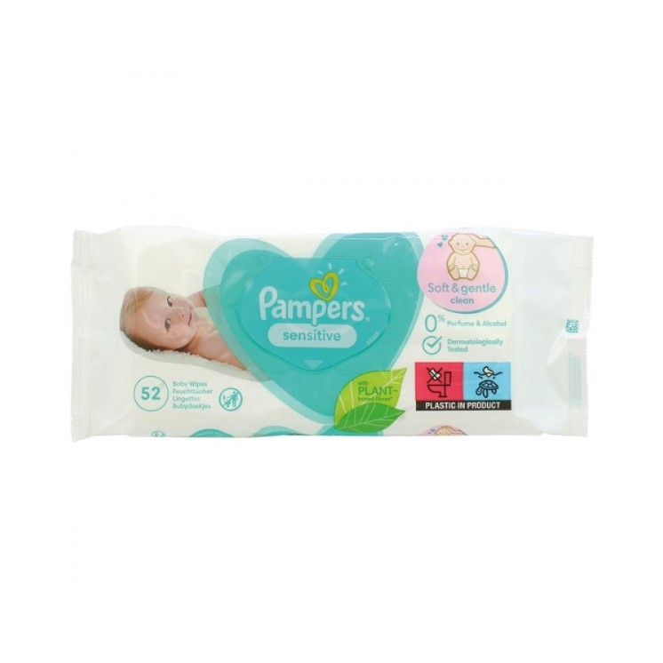 Вологі серветки Pampers Sensitive 52 шт