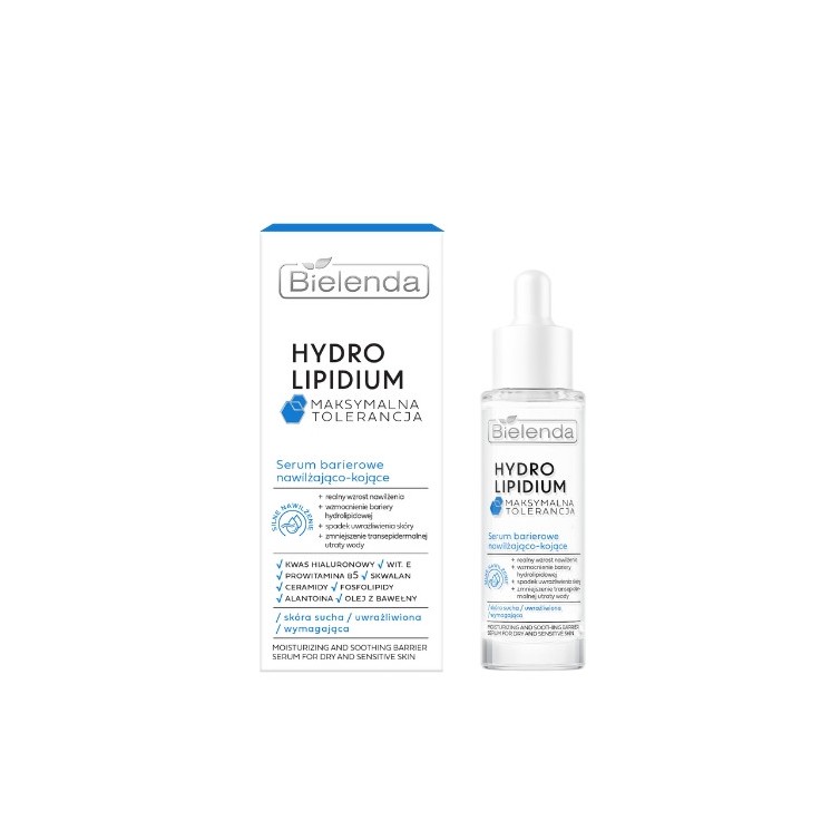 Зволожуюча і заспокійлива бар'єрна Serum для обличчя Bielenda Hydro Lipidium 30 мл
