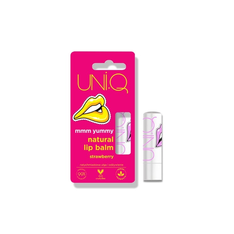 4Organic UNI.Q Mmm Yummy naturalny Balsam do ust Strawberry 5 g