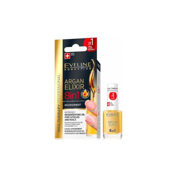 Eveline Professional Nail Therapy Argan Elixir 8w1 regenerujący Olejek do skórek i paznokci 12 ml