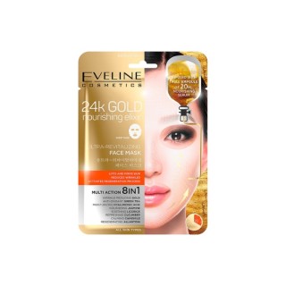 Eveline 24k Gold 8in1 ultra-revitaliserende sheet gezichtsmasker 1 stuk Eveline 24k Gold 8in1 ultra-revitaliserende sheet gezichtsmasker 1 stuk