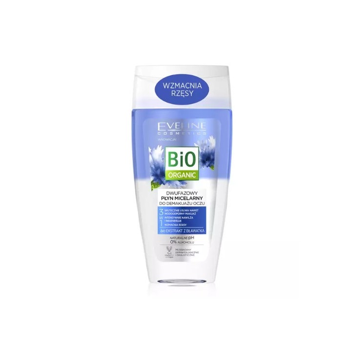 Eveline Bio Organic 3w1 dwufazowy micelarny Płyn do demakijażu oczu 150 ml