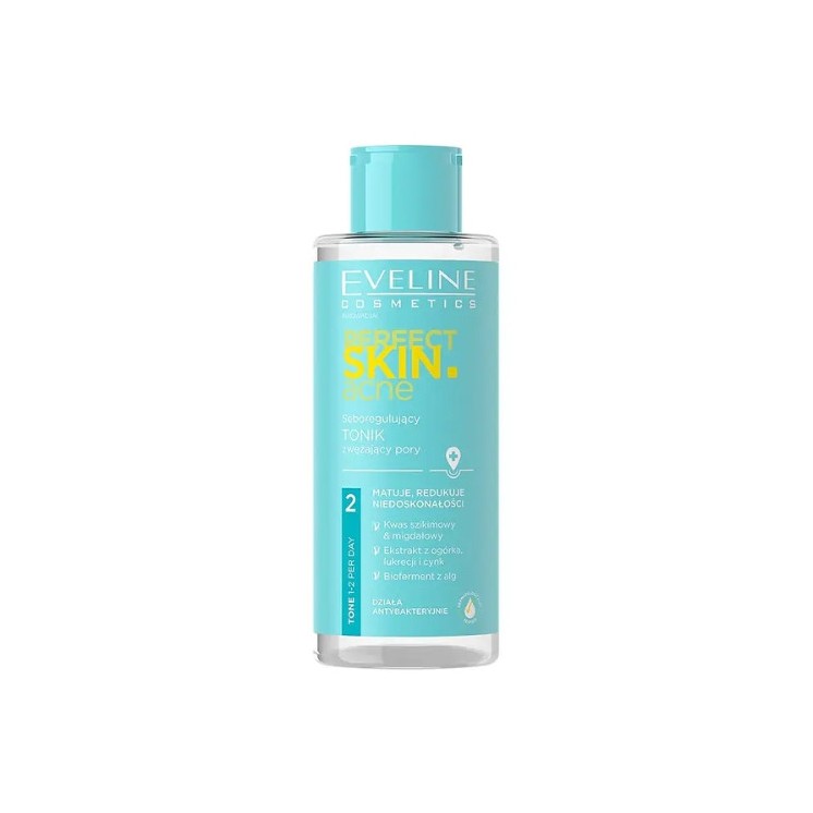 Eveline Perfect Skin Acne seboregulujący Tonik do twarzy zwężający pory 200 ml