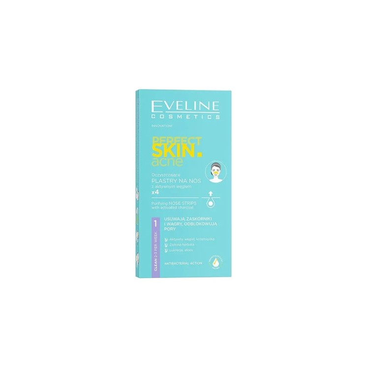 Eveline Perfect Skin Acne reiniging Neusstrips Actieve kool 4 stuks