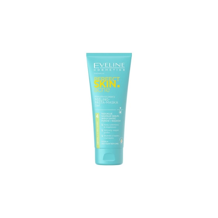 Eveline Perfect Skin Acne 3w1 mikrozłuszczający Peeling - pasta - maska 75 ml