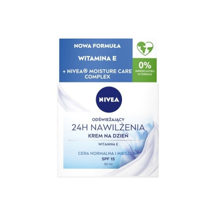 Nivea 24H Nawilżenia Krem do twarzy na dzień Cera normalna i mieszana 50 ml