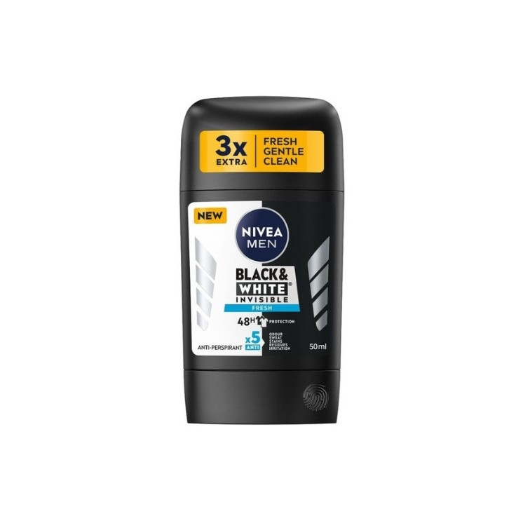 Nivea Men Black & White Antyperspirant w sztyfcie Invisible Fresh 50 ml