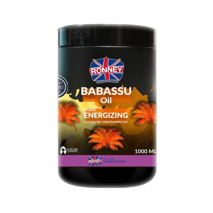 Ronney Professional energetyzująca Maska do włosów farbowanych i matowych Babassu Oil 1000 ml