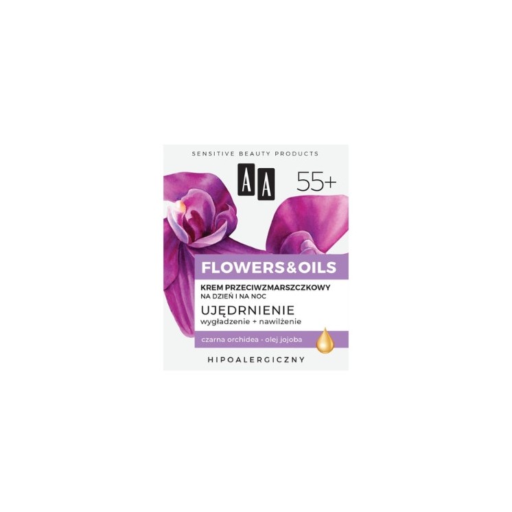 AA Flowers & Oils Ujędrnienie przeciwzmarszczkowy Krem do twarzy 55+ 50 ml