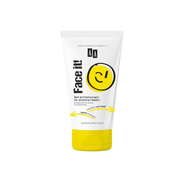 Очищаючий гель для вмивання обличчя AA Face It 3в1 150 мл