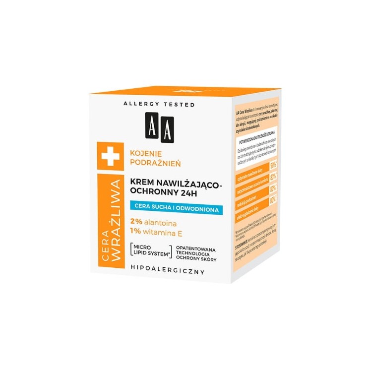 AA Sensitive Skin 24H feuchtigkeitsspendende und schützende Gesichtscreme für trockene und dehydrierte Haut 50 ml