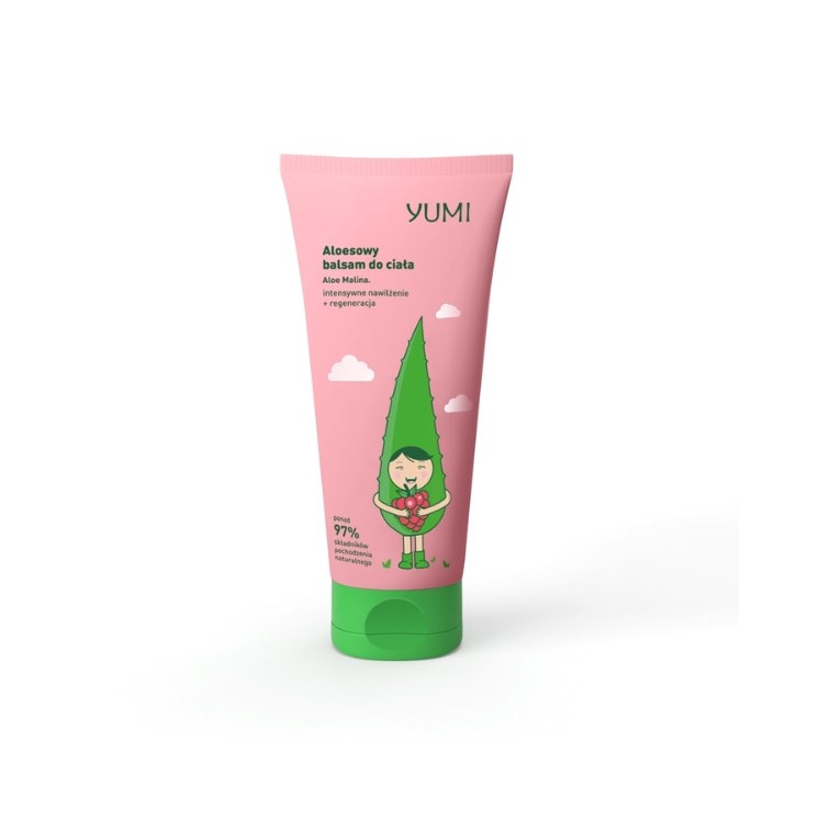 Yumi Aloe-Körperlotion intensiv feuchtigkeitsspendend, Himbeere, 200 ml