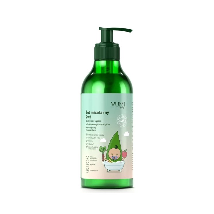 Yumi Baby AZS Żel micelarny 2w1 do mycia i kąpieli od pierwszego dnia życia 400 ml
