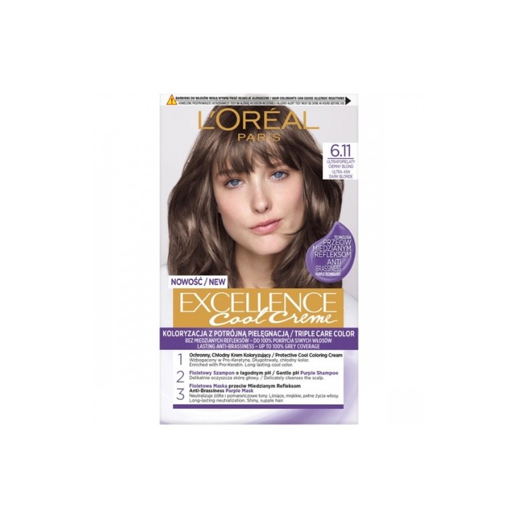 L'oreal Excellence Creme Farba do włosów /6.11/ Ultrapopielaty Ciemny Blond