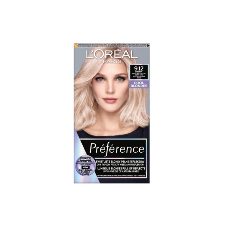 L'oreal Preference Farba do włosów /9.12/ Bardzo Jasny Popielaty Beżowy Blond