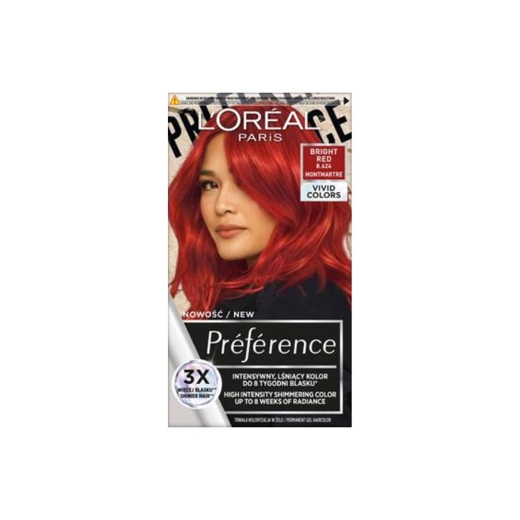 L'oreal Preference Vivid Colors Farba do włosów /8.624/ Bright Red